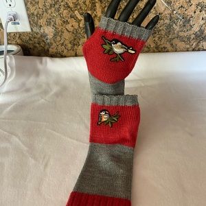 Red Cardinal Birds Fingerless Gloves